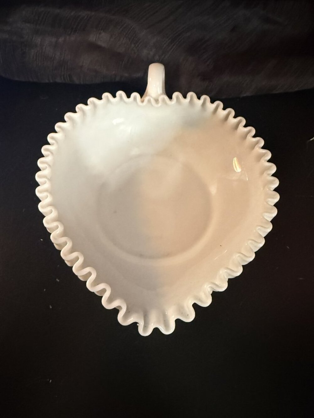 Vintage Fenton Milk Glass Heart Shaped Candy Dish Hobnail White